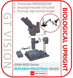 MZD Monozoom Microscope 11X-75X (0.75Xobj), 0.5X Coupler, Trinocular, Coaxial LED, XY Stage, Stand