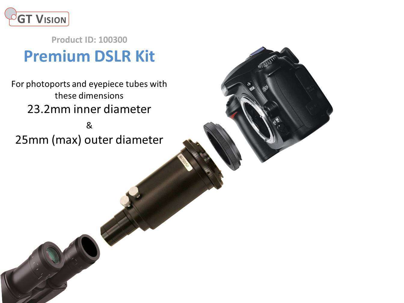 Premium DSLR Kit - for 23.2 ID and 25mm OD PhotoPorts and Eyepiece Tubes