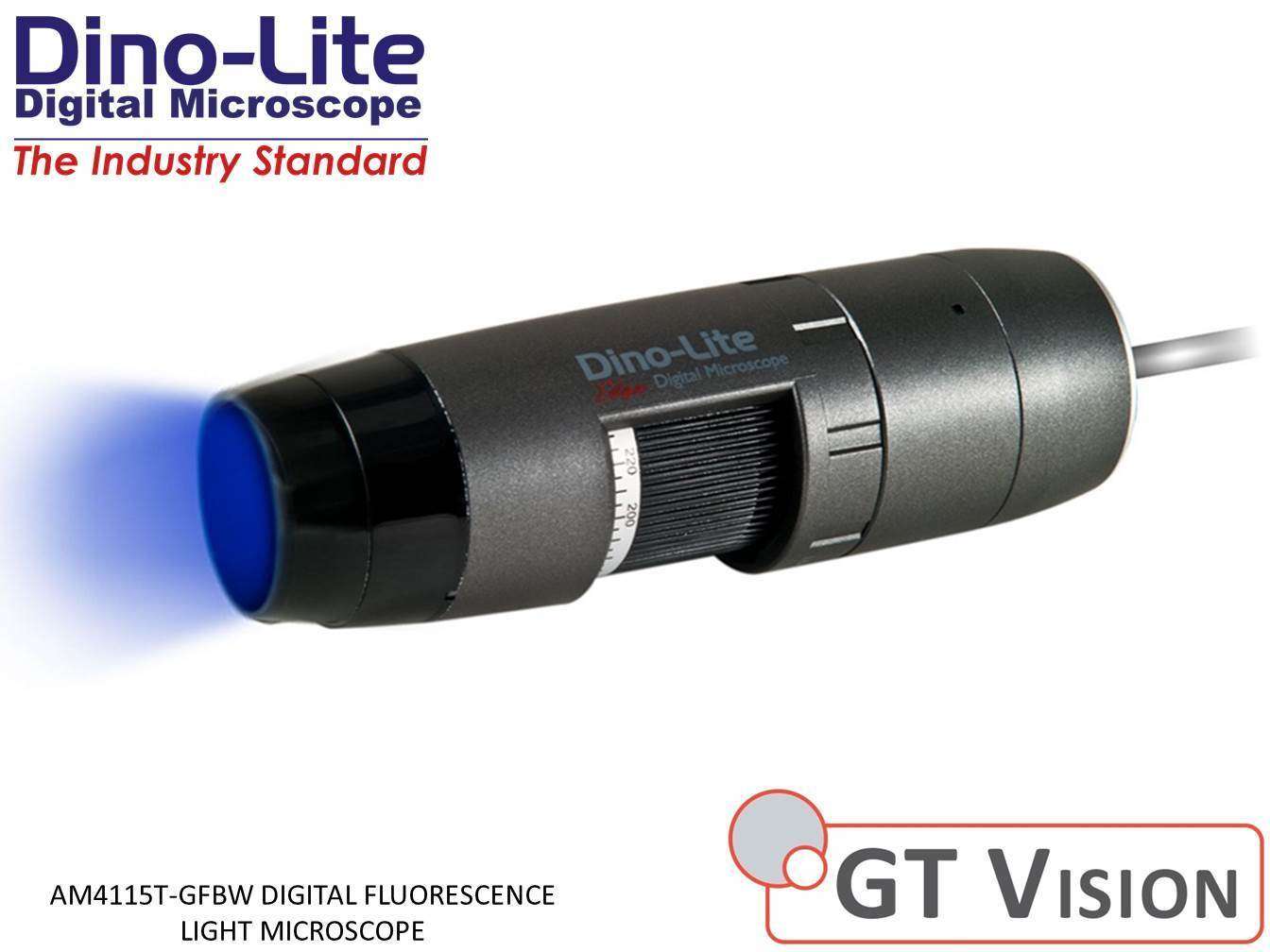 Dino-Lite AM4115T-GFBW Fluorescence (480nm) Digital Microscope 20-220X 1.3MP