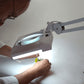 SUPER Wide Lens 2.25X & 5X Magnifier, Long Reach, Articulated Arm Desk Stand and G-Clamp Daylight LED