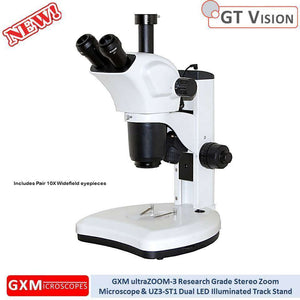 UltraZOOM-3 Research Grade Stereo Microscope 7X-63X Trinocular. Choice of stands – see below