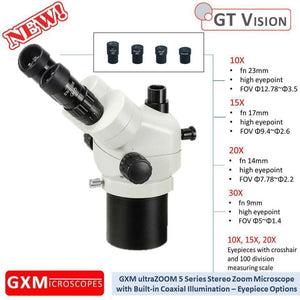 ultraZOOM-5 Series Stereo Microscope Series 18-65X, Coaxial Illumination. Choice of Stands- see below