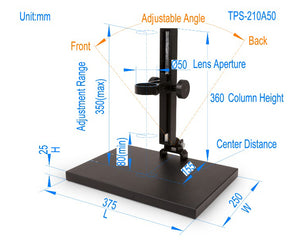 black adjustable camera lens stand