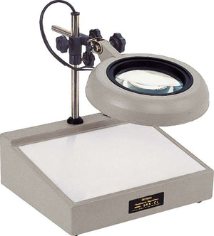 2X-8X Illuminated Lightbox Desk Stand Magnifiers, Industrial with Changeable Lenses. Otsuka Brand.