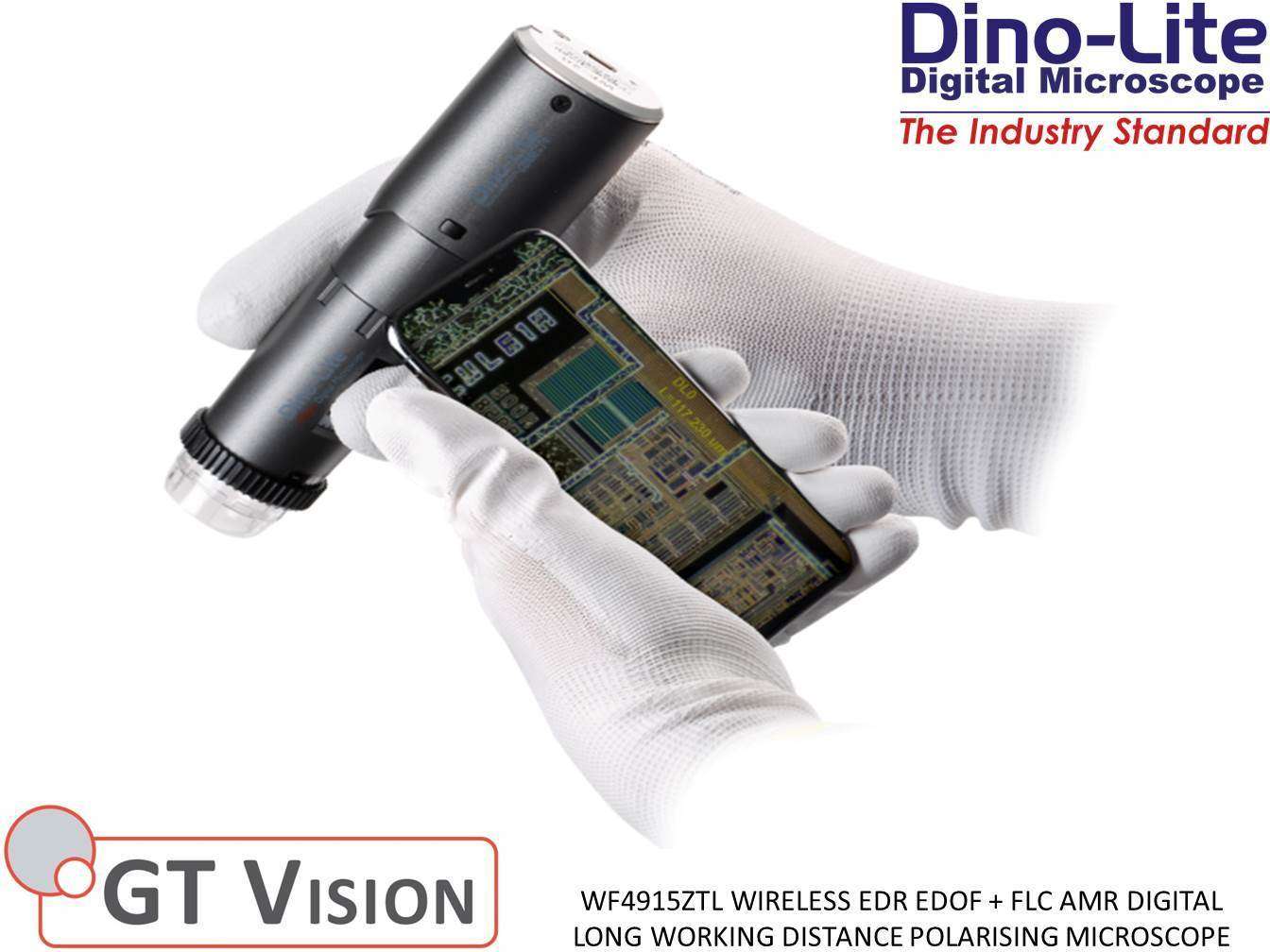 Dino-Lite WF4915ZTL Digital Wireless EDR/EDOF + AMR/FLC Polarising LWD Microscope 10-140X 1.3MP