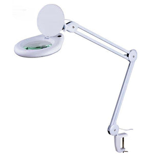 3X Long Reach, Articulated Arm, G-Clamp Daylight LED Illuminated Magnifier, Wide Lens, Flip-up Cover