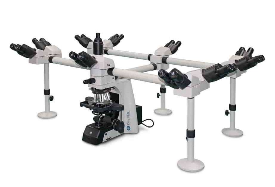 Delphi-X multihead microscope 10 heads semi apo 4/10/20/40/100x objectives LED illumination