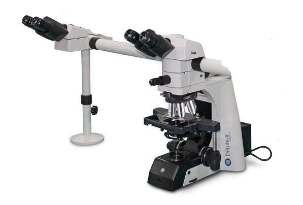 Delphi-X multihead microscope 2 heads plan 4/10/20/40/100x objectives LED illumination