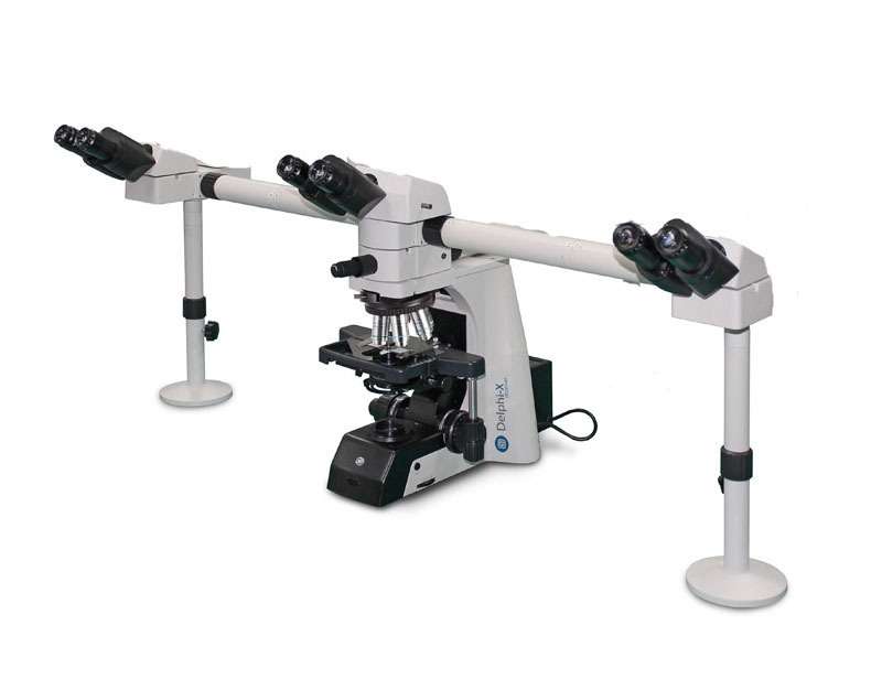 Delphi-X multihead microscope 3 heads plan 4/10/20/40/100x objectives LED illumination