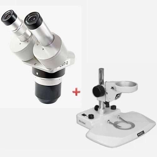 Meiji EMT-2 Stereo Dual Magnification Microscope 10X + 30X + Meiji Dual LED Illuminated Stand PKL-2