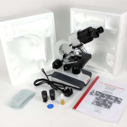 X Microscopes UltraBIO-3 40X-1000X Routine Grade, Binocular Upright Microscope. Battery powered