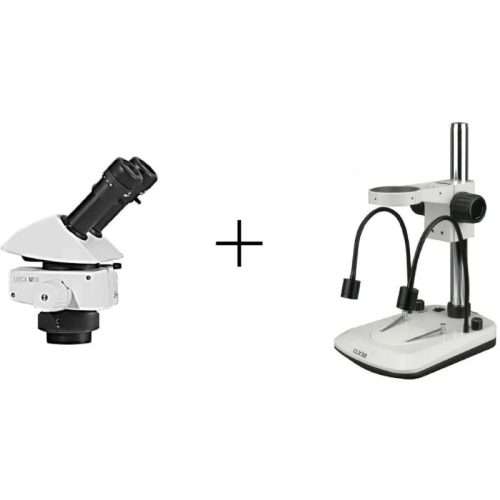 Leica M50 Stereomicroscope Binocular on Dual LED Gooseneck Stand