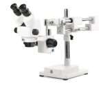 StereoBlue EVO stereomicroscope binocular head 5x-55x zoom magnification double boom arm