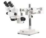 StereoBlue stereomicroscope binocular head 7-45x zoom magnification double boom arm stand